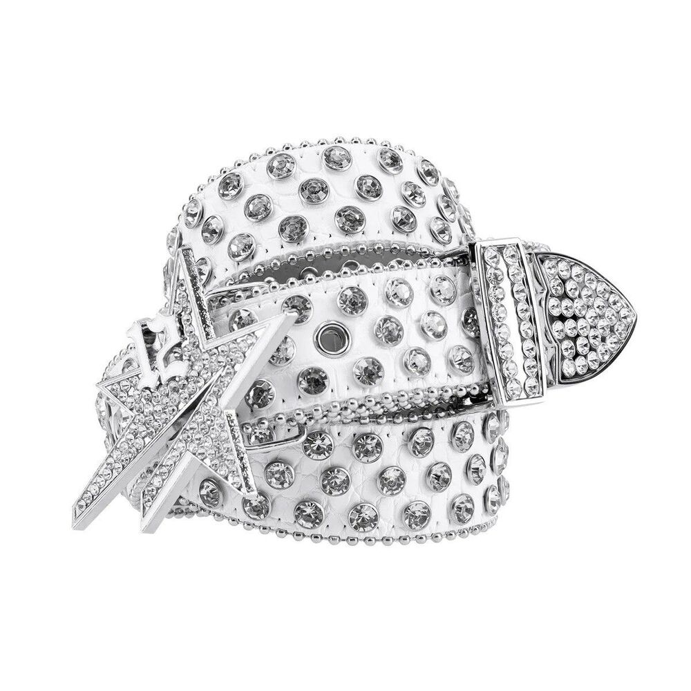 Lukamachain White Diamonds‎ Crocodile Iconic Star Belt UK Small Studded RV $78